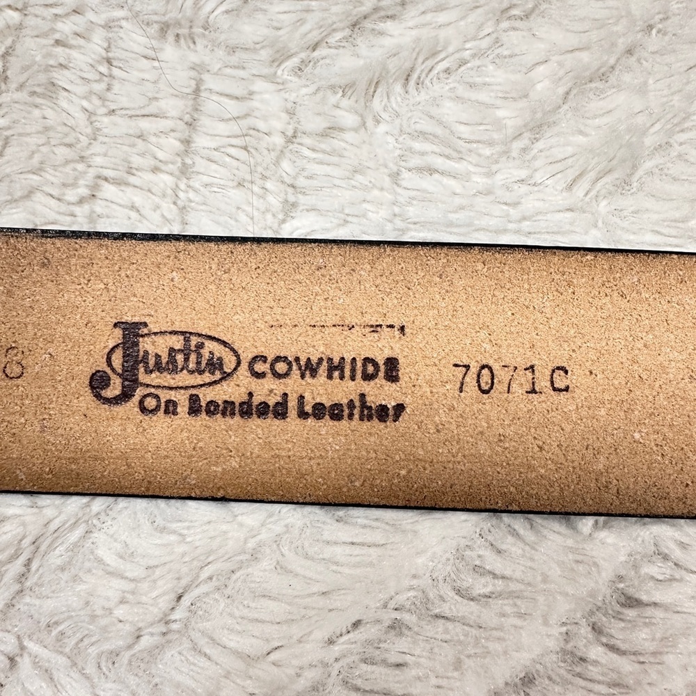 Justin Western Cowhide Thick Brown Leather Belt  38
